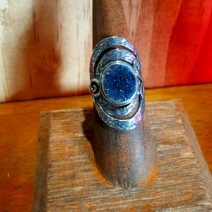 Blue Druzy and SS Ring